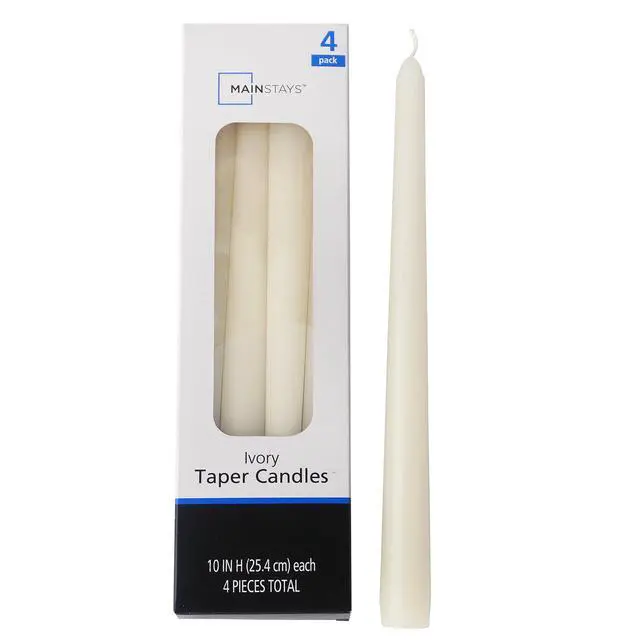 Alt view image 2 of 6 - (2 pack) Mainstays 10 in Unscented Ivory Taper Candles, 4 Pack