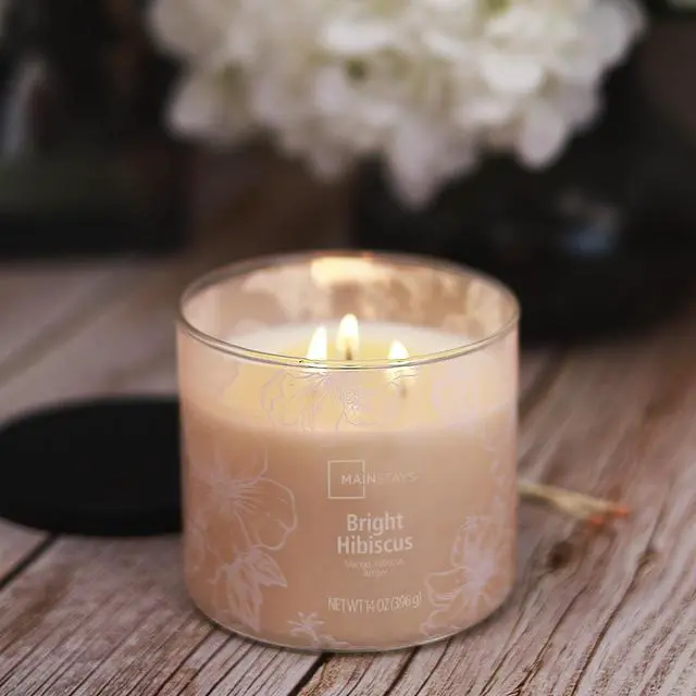 Alt view image 5 of 5 - Mainstays 3-Wick Ombre Wrap Bright Hibiscus Scented Candle, 14 oz