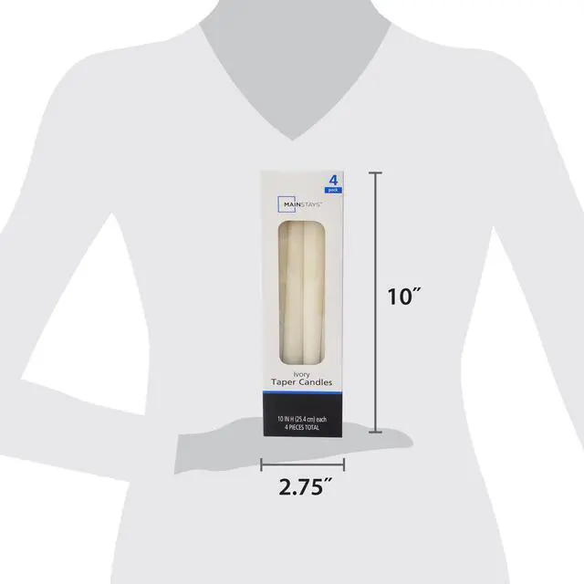 Alt view image 5 of 6 - (2 pack) Mainstays 10 in Unscented Ivory Taper Candles, 4 Pack