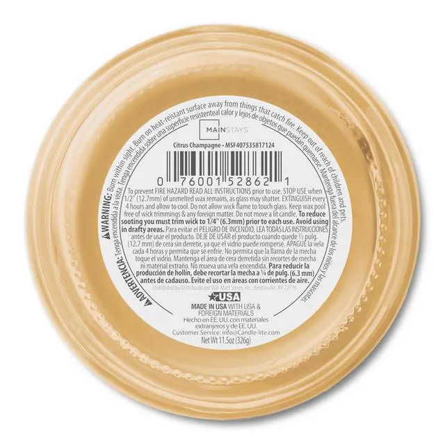 Alt view image 6 of 7 - (4 pack) Mainstays 3-Wick Scented Glass Jar Candle, Citrus Champagne, 11.5 oz