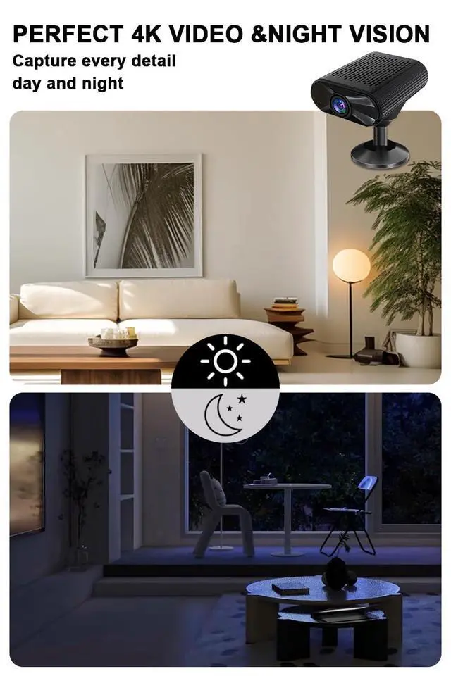 Alt view image 5 of 6 - Mini Camera - 4K HD Wireless Small Camera - Tiny Indoor Security Cameras with Night Vision & Motion Detection, APP Control Nanny Cam for Home, Office, Baby, Pet, Miniguard Cam ( 2.4G & 5GHz WiFi )