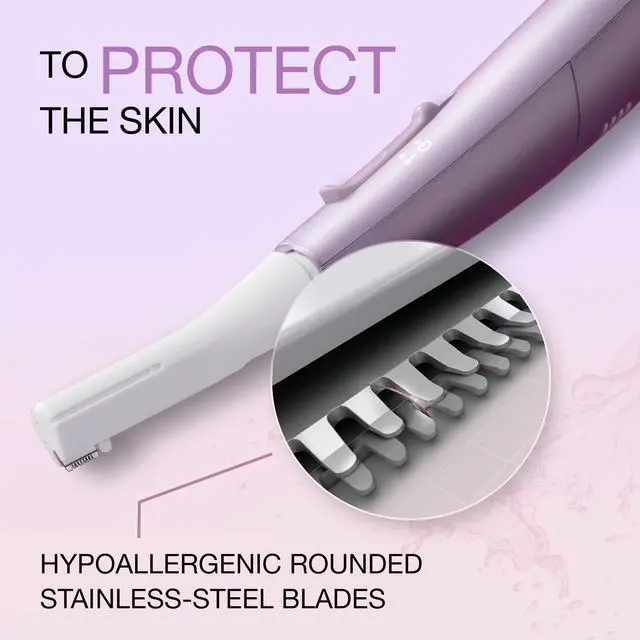 Alt view image 2 of 6 - Panasonic Eyebrow & Facial Hair Trimmer for Women, Gentle Face Shaver for Peach Fuzz, Brows & Upper Lip, Flexible Head, Compact Battery-Operated Beauty Tool - ES-WF71-V