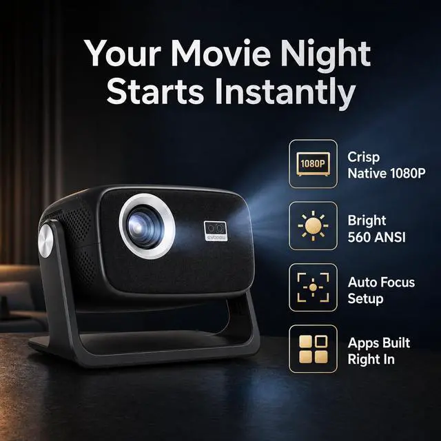 Alt view image 2 of 6 - Native 1080P 4K Support Projector, Built-in Apps Portable Projector