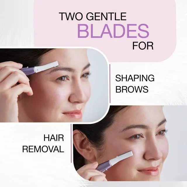 Alt view image 3 of 6 - Panasonic Eyebrow & Facial Hair Trimmer for Women, Gentle Face Shaver for Peach Fuzz, Brows & Upper Lip, Flexible Head, Compact Battery-Operated Beauty Tool - ES-WF71-V