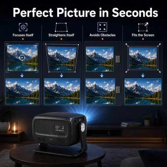 Alt view image 5 of 6 - Native 1080P 4K Support Projector, Built-in Apps Portable Projector