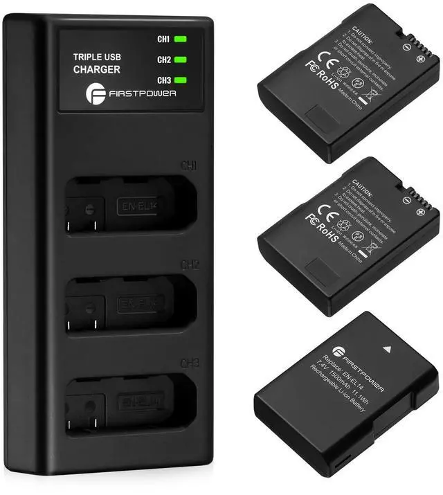 Main image of FirstPower EN-EL14/EN-EL14a Battery 3Pcs with Triple Slot Charger for Nikon
