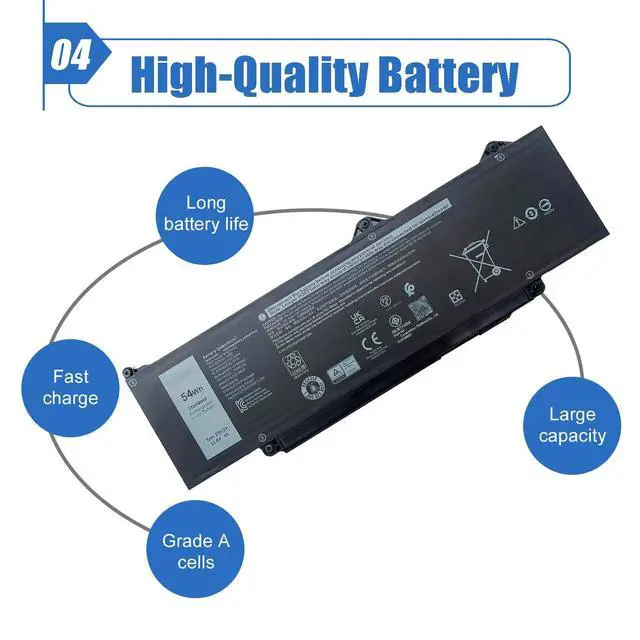 Alt view image 5 of 6 - 54Wh DR02P R73TC Laptop Battery Compatible with Dell Latitude 5550 5540 5450 5440 Precision 3590 3580 3480 3490 Series 2X1V9 02X1V9 803W6 0803W6 11.4V 4623mAh
