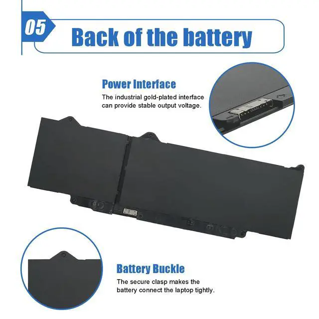 Alt view image 6 of 6 - 54Wh DR02P R73TC Laptop Battery Compatible with Dell Latitude 5550 5540 5450 5440 Precision 3590 3580 3480 3490 Series 2X1V9 02X1V9 803W6 0803W6 11.4V 4623mAh