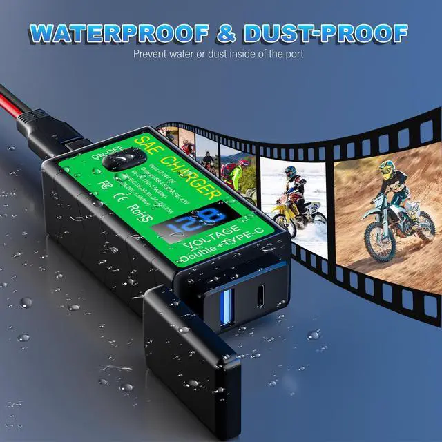 Alt view image 4 of 6 - YONHAN Motorcycle Phone Charger Dual USB Type C PD & QC 3.0