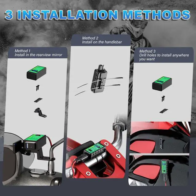 Alt view image 5 of 6 - YONHAN Motorcycle Phone Charger Dual USB Type C PD & QC 3.0