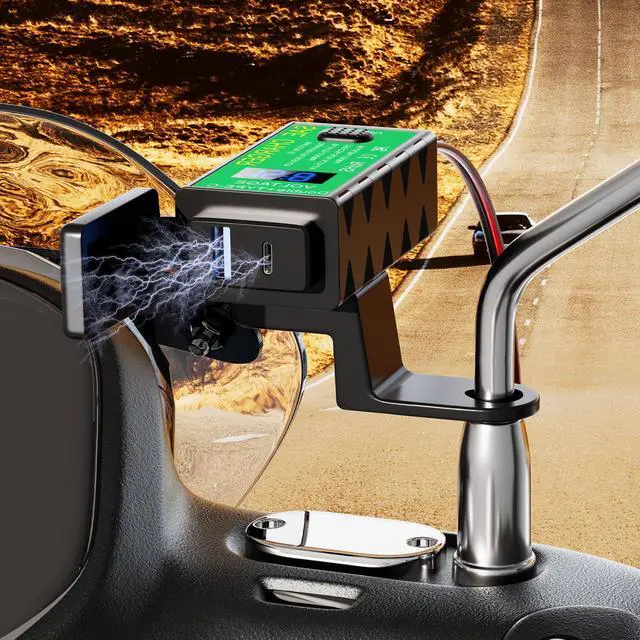 Alt view image 6 of 6 - YONHAN Motorcycle Phone Charger Dual USB Type C PD & QC 3.0