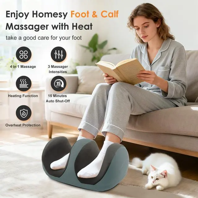 Alt view image 2 of 6 - Shiatsu Foot Massager, Foot and Calf Massager with Heat, Grey