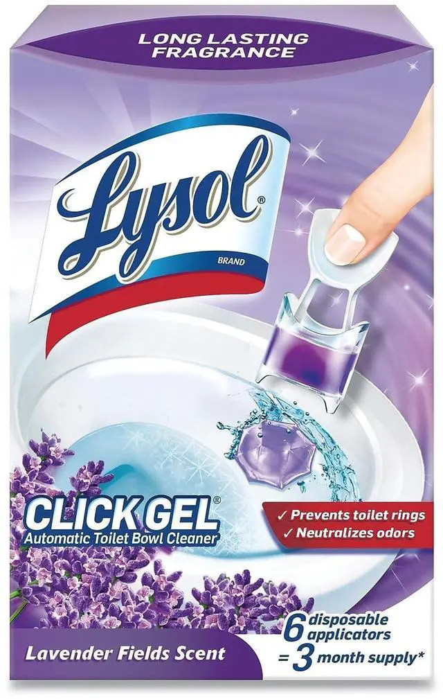 Main image of Lysol Click Gel Automatic Toilet Bowl Cleaner, Bathroom Essentials, Toilet Freshener, Refreshing Lavender Scent, 6 Count (Pack of 1)