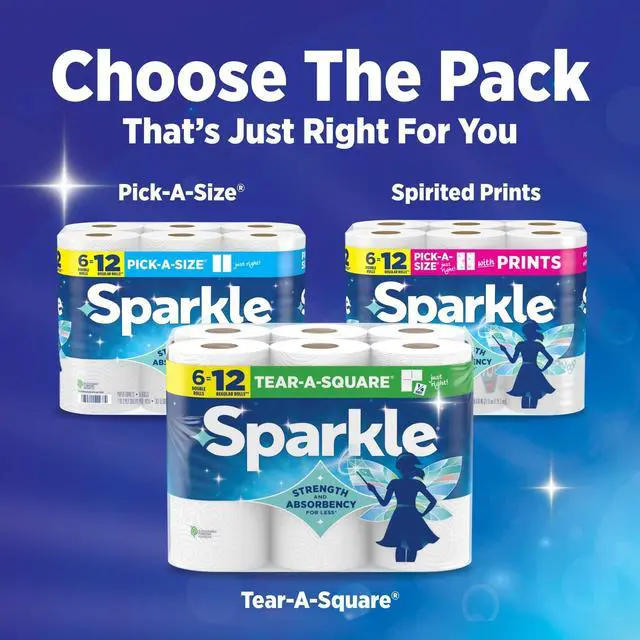 Alt view image 6 of 6 - Sparkle Pick-A-Size Paper Towels, 6 Double Rolls (660 Sheets Total) - Strong 2-Ply Towels for Kitchen Cleanup and Everyday Messes