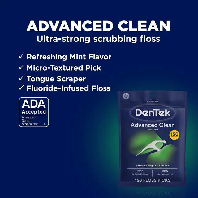 Alt view image 2 of 6 - DenTek Floss Picks, Advanced Clean, Plaque Remover, 150 Count