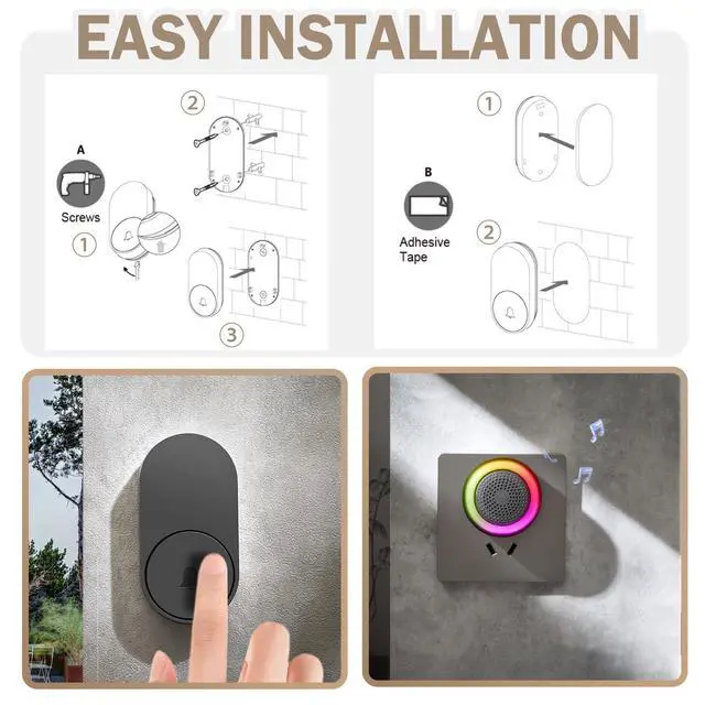 Alt view image 5 of 5 - Wireless Doorbell 59 Chimes 6 LED Flash