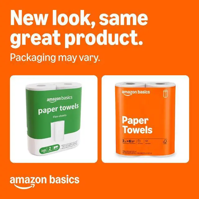 Alt view image 2 of 6 - Amazon Basics 2-Ply Flex-Sheets Paper Towels, 2-Pack, 150 Sheets per Roll, 2 Basics Rolls = 6 Regular Rolls, for Everyday Use, Spills and Messes