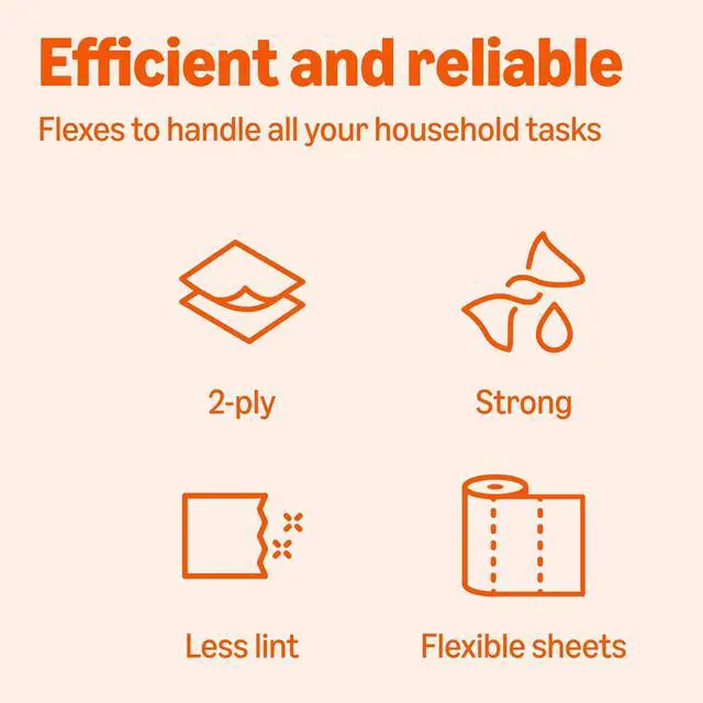 Alt view image 5 of 6 - Amazon Basics 2-Ply Flex-Sheets Paper Towels, 2-Pack, 150 Sheets per Roll, 2 Basics Rolls = 6 Regular Rolls, for Everyday Use, Spills and Messes