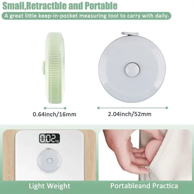Alt view image 2 of 6 - GDMINLO 3 Pack Tape Measure Measuring Tape for Body Fabric Sewing Tailor Cloth Knitting Craft Weight Loss Measurements Retractable 60-inch 1.5 Meter, Small Push ButtonDouble Scales Rulers
