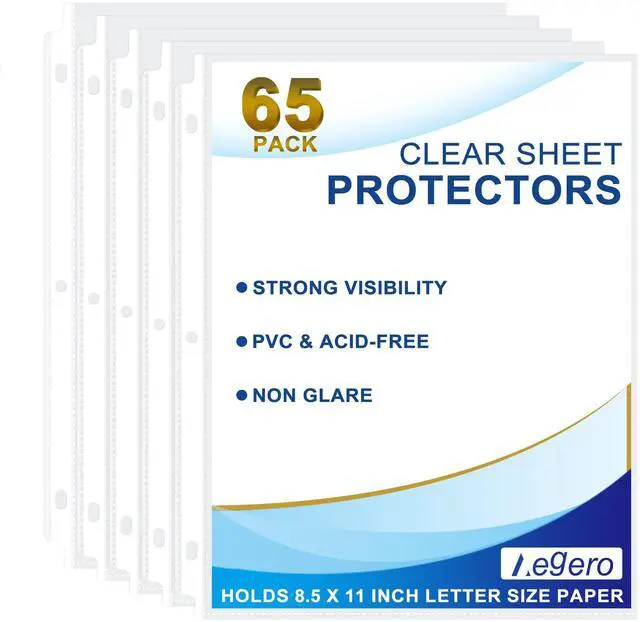 Main image of 65 Pack Clear Sheet Protectors, 8.5 x 11 inch Page Protectors