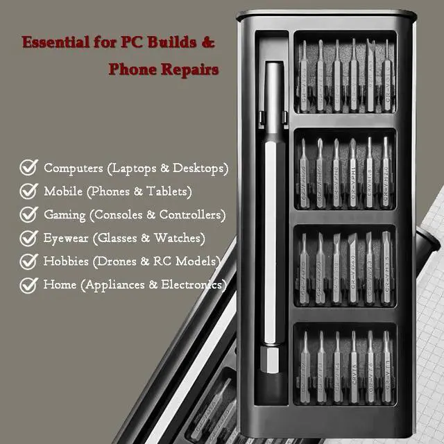 Alt view image 4 of 4 - 24-in-1 Small Precision Screwdriver Set, Professional Low Magnetic Mini Repair Tool Kit for Phone, Computer, Watch, Laptop, Macbook, Ring Doorbell