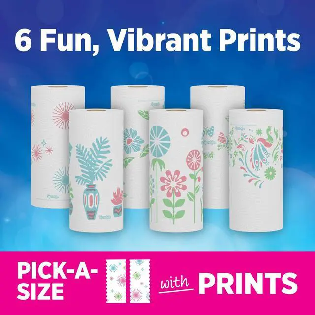 Alt view image 4 of 6 - Sparkle Pick-A-Size Paper Towels, Spirited Prints, 2 Double Rolls, Strong 2 Ply Towels for Kitchen Cleanup and Everyday Messes