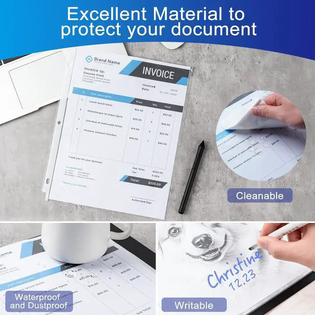 Alt view image 4 of 6 - 65 Pack Clear Sheet Protectors, 8.5 x 11 inch Page Protectors