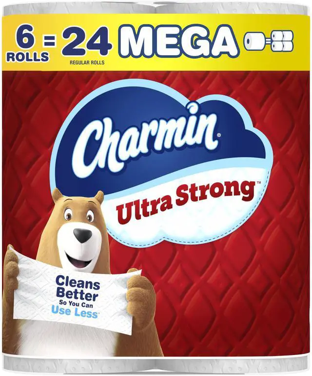 Main image of Charmin Ultra Strong Toilet Paper, 6 Mega = 24 Regular Rolls, 2-Ply, White