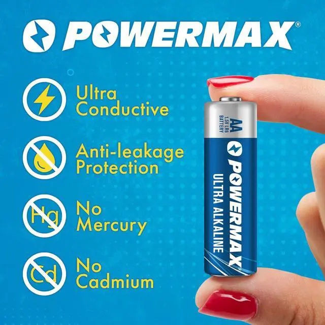 Alt view image 5 of 6 - Powermax AA Alkaline Batteries 12-Pack, Double A, Long Lasting Power, 1.5V, Leak Resistant, 10-Year Shelf Life, Reclosable Packaging for Home and Office