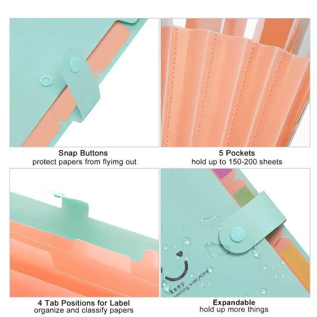 Alt view image 5 of 6 - Forvencer Accordion File Organizer, 5 Pocket Expanding File Folder, Letter