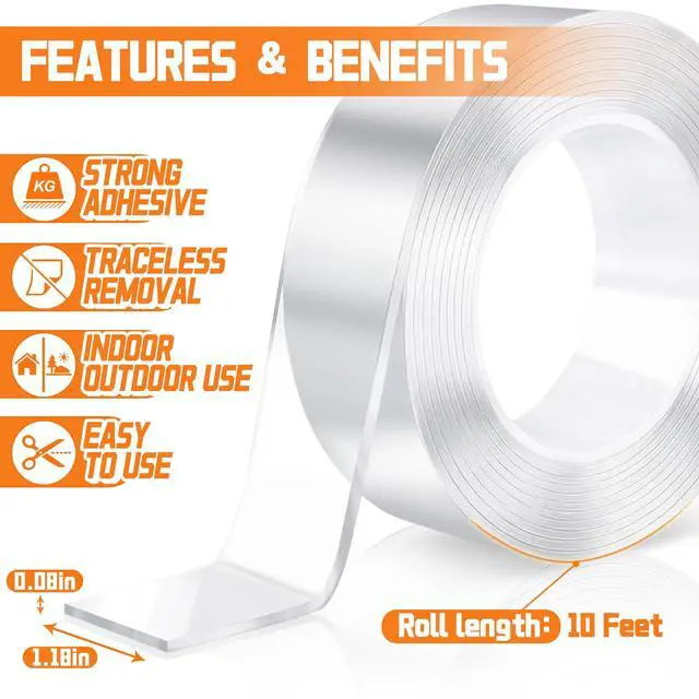 Alt view image 2 of 6 - Double Sided Tape Heavy Duty, 1.18 in x 10 FT