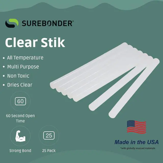 Alt view image 4 of 6 - Surebonder All Purpose Mini-Size Hot Glue Sticks, 4-Inch Length, 0.27-Inch Diameter, 25-Pack, Clear for Crafts, Repairs & DIY Projects