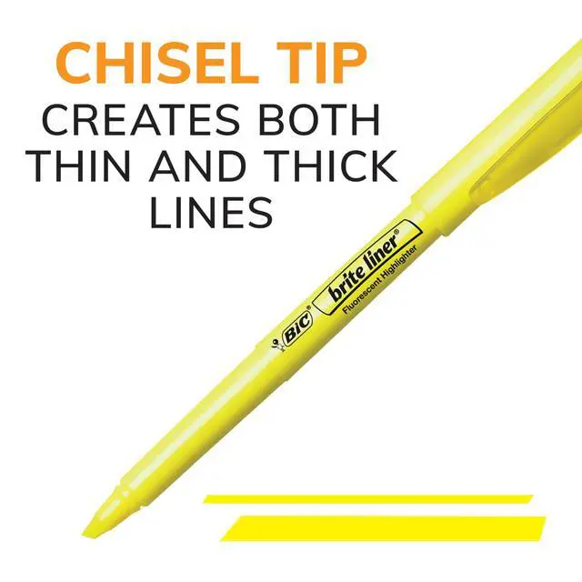 Alt view image 4 of 6 - BIC Brite Liner Highlighters, Chisel Tip, 5-Count Pack, Assorted Colors