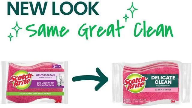 Alt view image 4 of 6 - Scotch-Brite Delicate Clean Non-Scratch Scrub Sponge, 3 Pack