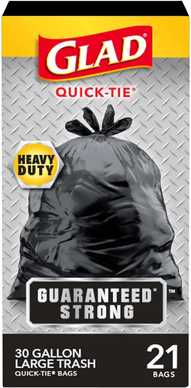 Main image of Glad Quick-Tie Strong Trash Bags, 30 Gallon, 21 Count (Package May Vary)