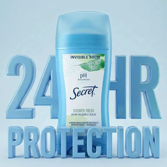Alt view image 5 of 6 - Secret Antiperspirant and Deodorant for Women Invisible Solid, 24 Hour Sweat and Odor Protection, pH Balanced, Gentle on Skin, Shower Fresh Scent, 2.6 oz