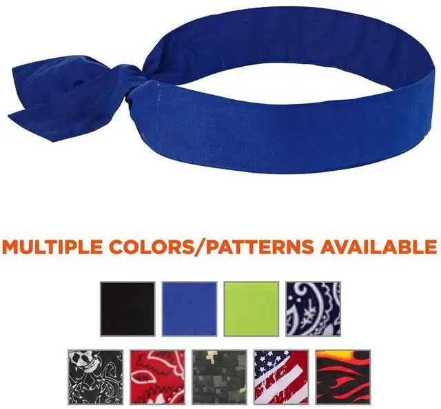Alt view image 5 of 6 - Ergodyne Chill Its 6700 Cooling Bandana with Evaporative Polymer Crystals, Adjustable Tie, Blue