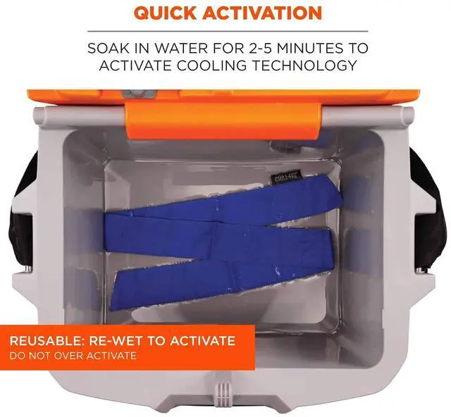 Alt view image 6 of 6 - Ergodyne Chill Its 6700 Cooling Bandana with Evaporative Polymer Crystals, Adjustable Tie, Blue