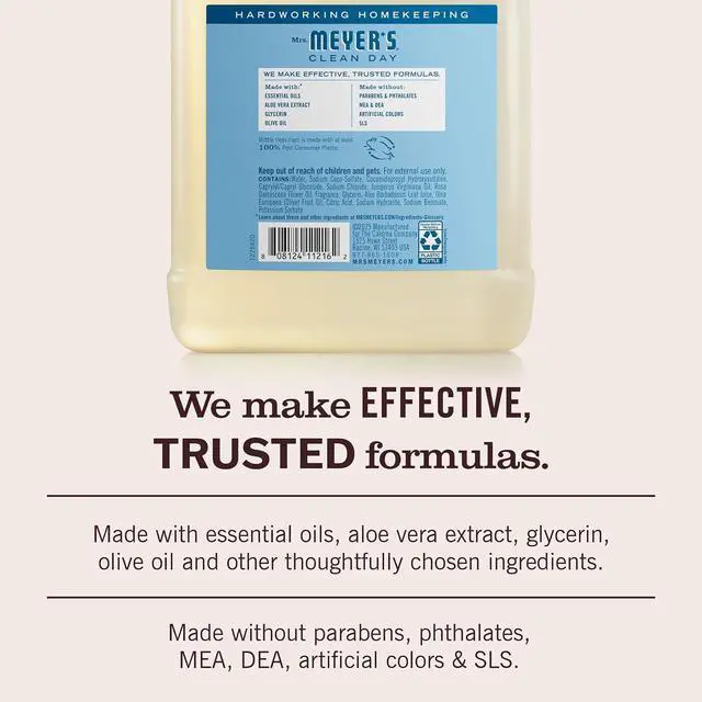 Alt view image 4 of 6 - Mrs. Meyer's Clean Day Hand Soap Refill, Rain Water Scent, 33 Fl Oz Bottle