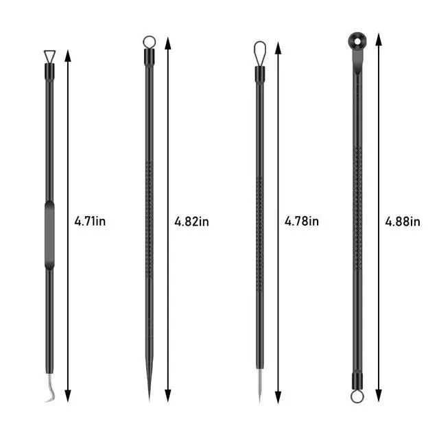Alt view image 2 of 7 - 4-Piece Stainless Steel Blackhead Remover Pimple Popper Tool Kit for Nose and Face