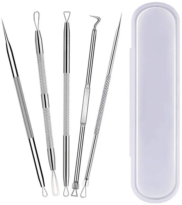 Main image of 5 Pcs Stainless Steel Blackhead Remover Tool Kit, Pimple Popper Extractor Set for Face Acne Whitehead Comedone Zit Blemish