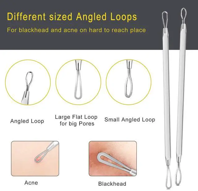 Alt view image 2 of 7 - Boxoyx 10Pcs Pimple Popper Tool Kit, Blackhead Remover Comedone Extractor with Metal Case, for Face Nose Forehead - Silver