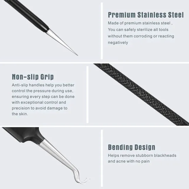 Alt view image 5 of 7 - Blackhead Remover Pimple Popper Comedone Extractor Tool Kit - 6 Piece Professional Stainless Steel