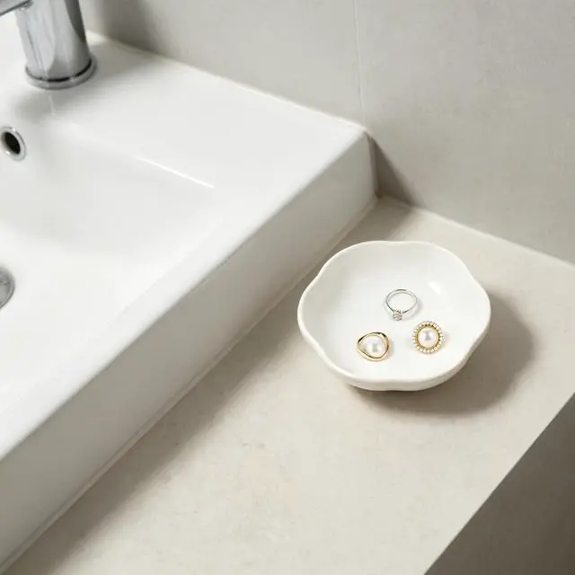 Alt view image 3 of 6 - Ceramic Floral Jewelry Tray Ring Holder Trinket Bowl for Women