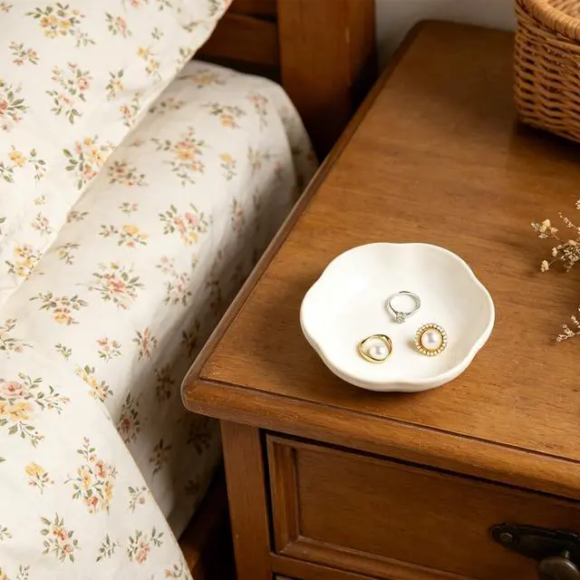 Alt view image 4 of 6 - Ceramic Floral Jewelry Tray Ring Holder Trinket Bowl for Women