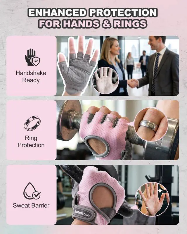 Alt view image 3 of 6 - VINSGUIR Breathable & Padded Workout Gloves for Women and Men