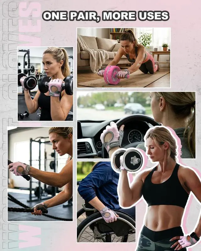 Alt view image 6 of 6 - VINSGUIR Breathable & Padded Workout Gloves for Women and Men