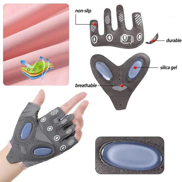 Alt view image 2 of 7 - Mawjom Breathable Half Finger Workout Gloves with Full Palm Protection Grip for Women Men Gym Fitness Weightlifting