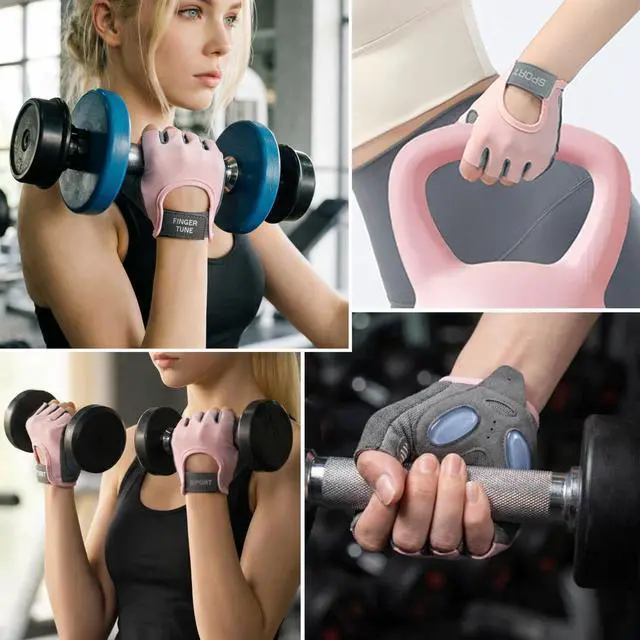 Alt view image 7 of 7 - Mawjom Breathable Half Finger Workout Gloves with Full Palm Protection Grip for Women Men Gym Fitness Weightlifting