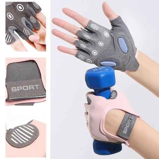 Alt view image 5 of 7 - Mawjom Breathable Half Finger Workout Gloves with Full Palm Protection Grip for Women Men Gym Fitness Weightlifting